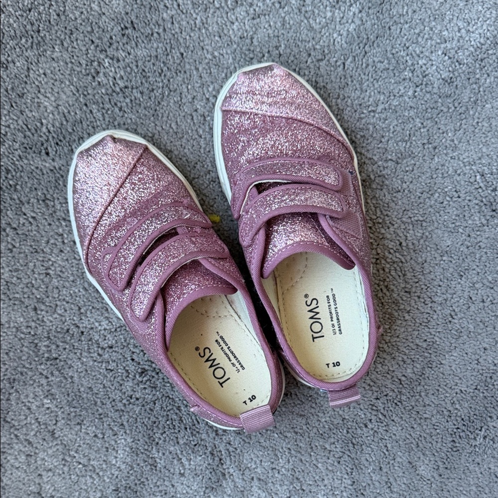 TOMS Kids Sparkly Pink Sneakers